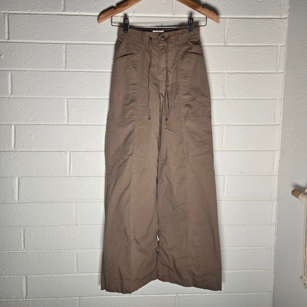 No Boundaries Brown Cotton Blend XXS Cargo Wide Leg Gorpcore Pants Granola